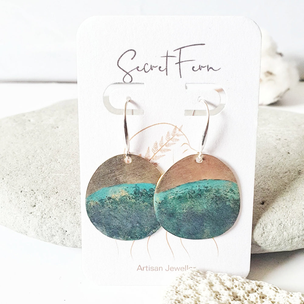 Beach Pebble Earrings - Ocean Blue