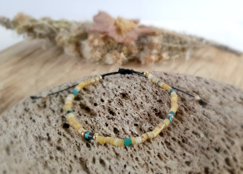 Turquoise & Seashell Bracelet - Sunflower Bliss