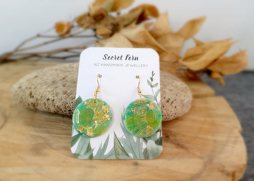 Green and Gold Monstera earrings