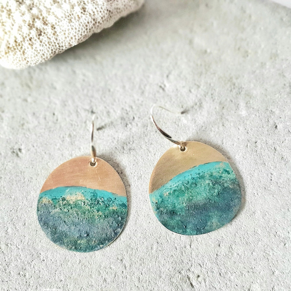Beach Pebble Earrings - Ocean Blue
