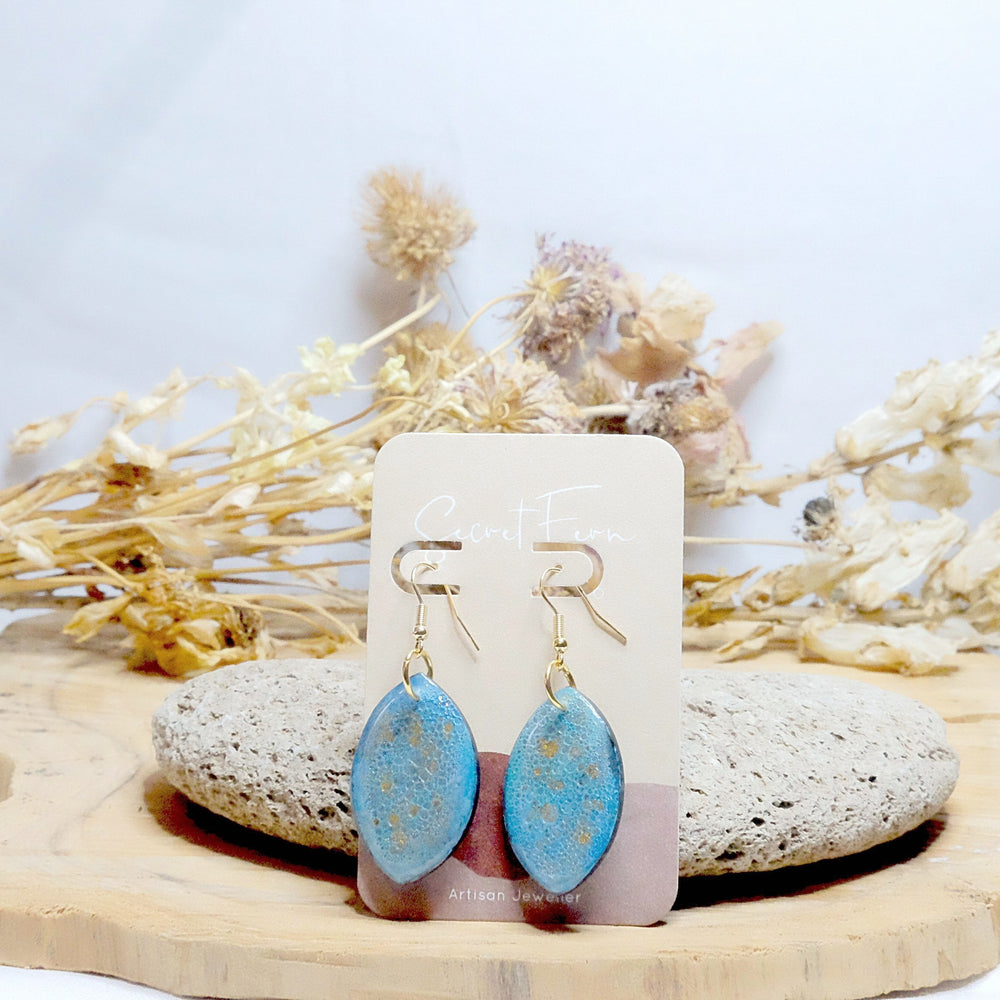 blue resin earrings
