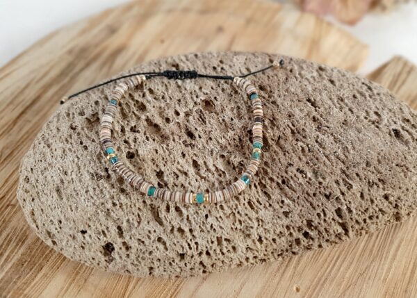 Turquoise & Seashell Bracelet - Autumn Leaves