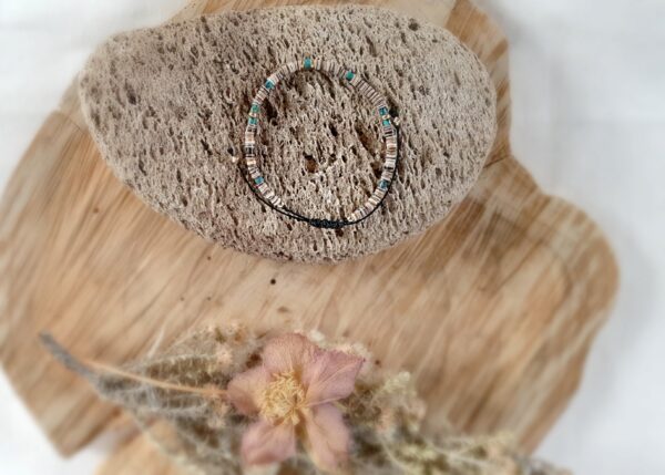 Turquoise & Seashell Bracelet - Autumn Leaves - Image 2