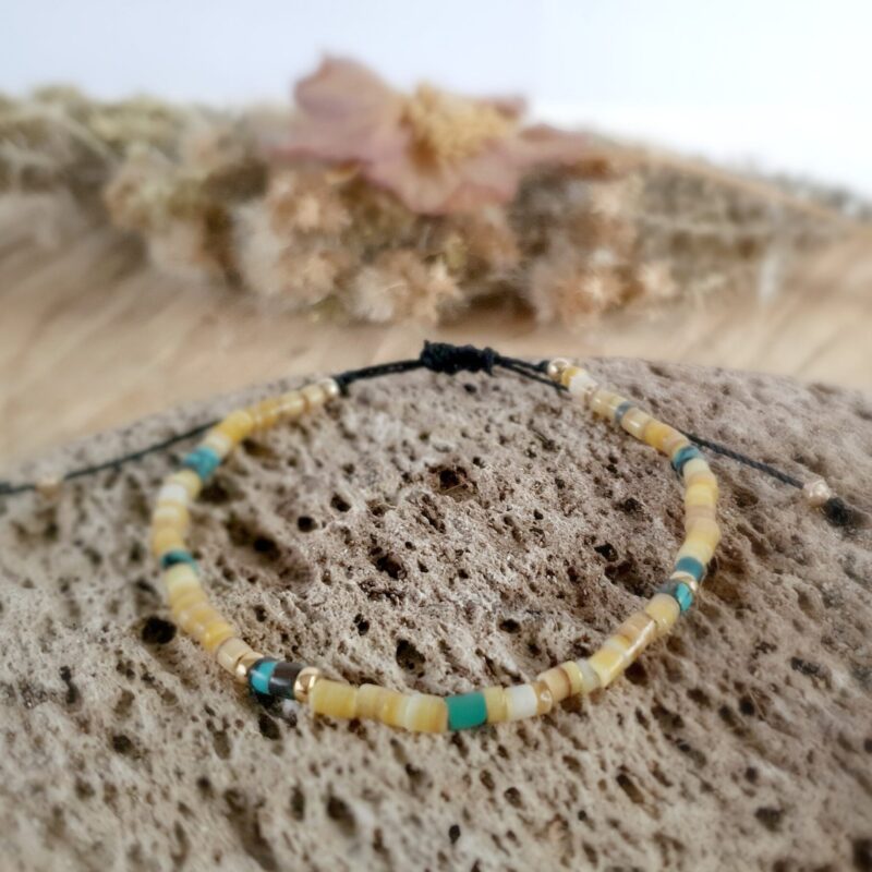 Turquoise & Seashell Bracelet - Sunflower Bliss