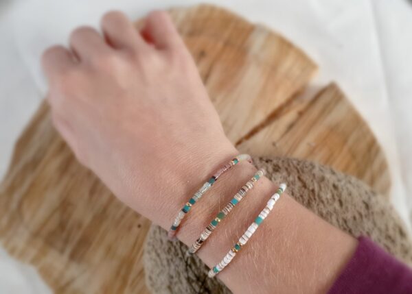 Turquoise & Seashell Bracelet - Autumn Leaves - Image 3