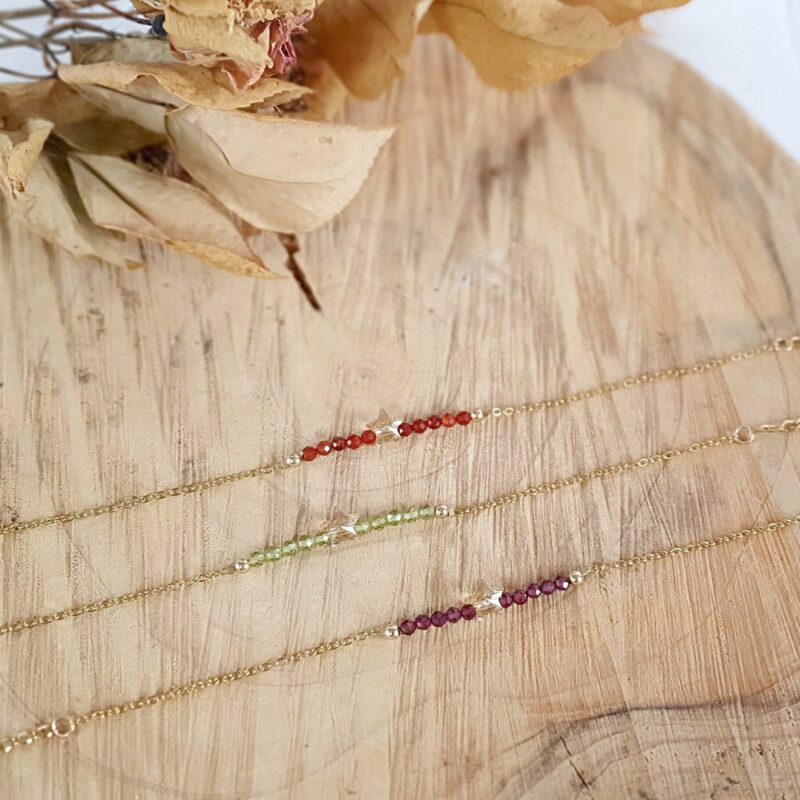 Gemstone bracelet with a Swarovski crystal star