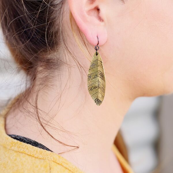 Peaceful Warrior Leaves Earrings - Image 2