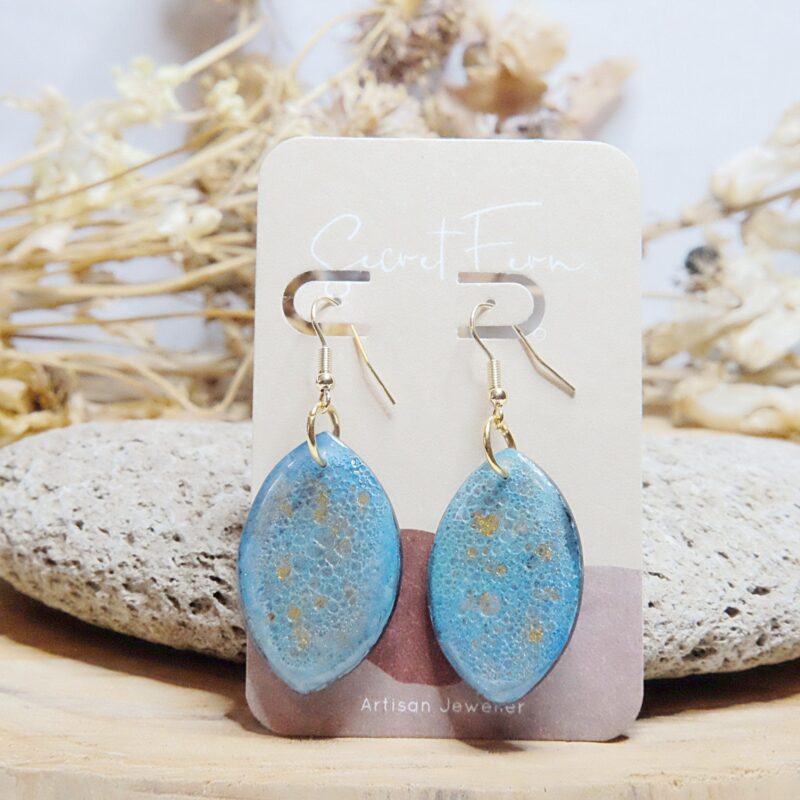 blue polymer clay earrings