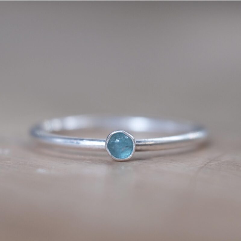 Blue tourmaline stacking ring