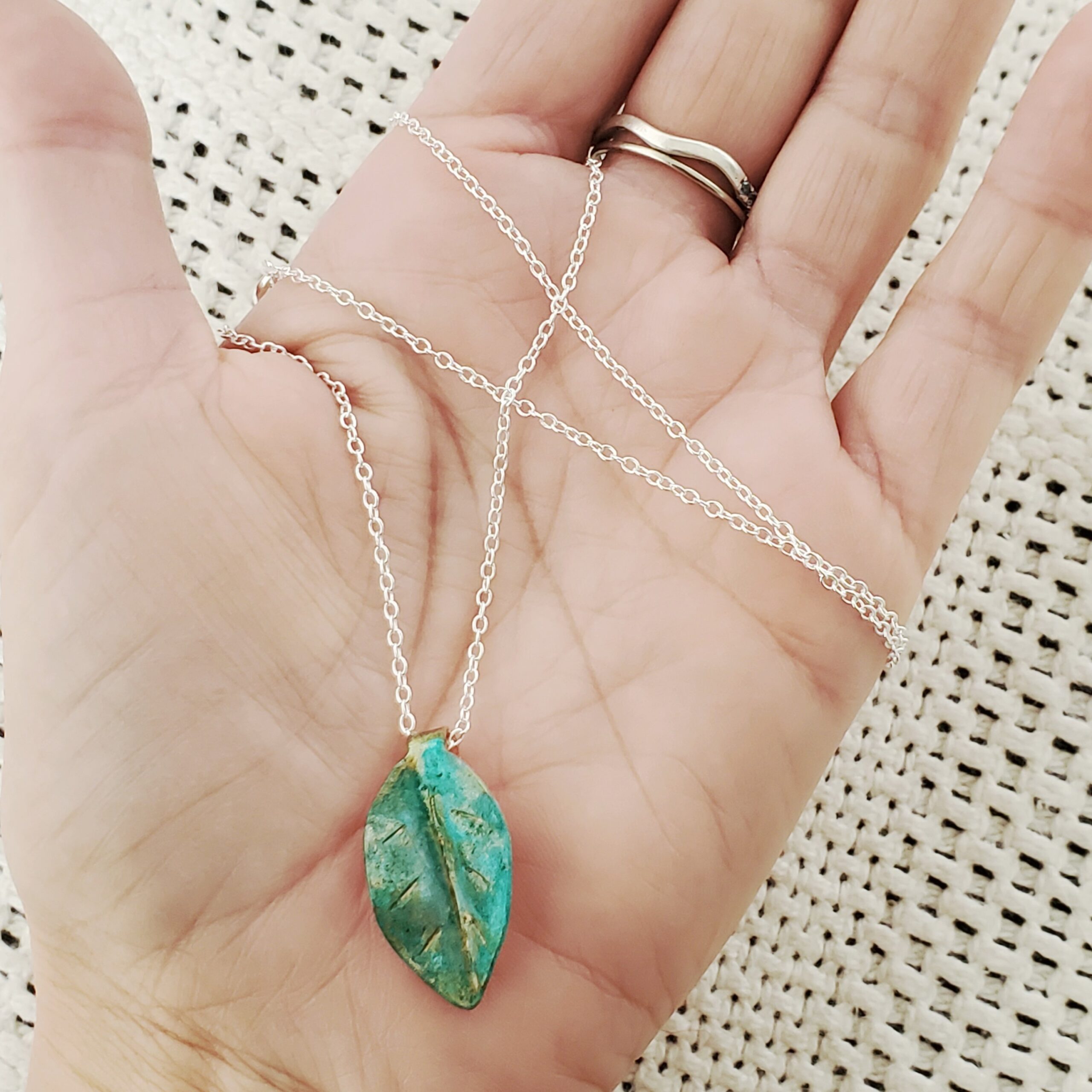 My Little Leaf necklace - Green & Golden - Image 2