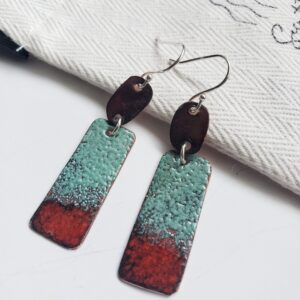 Seafoam & Rust Drop Earrings - SOLD