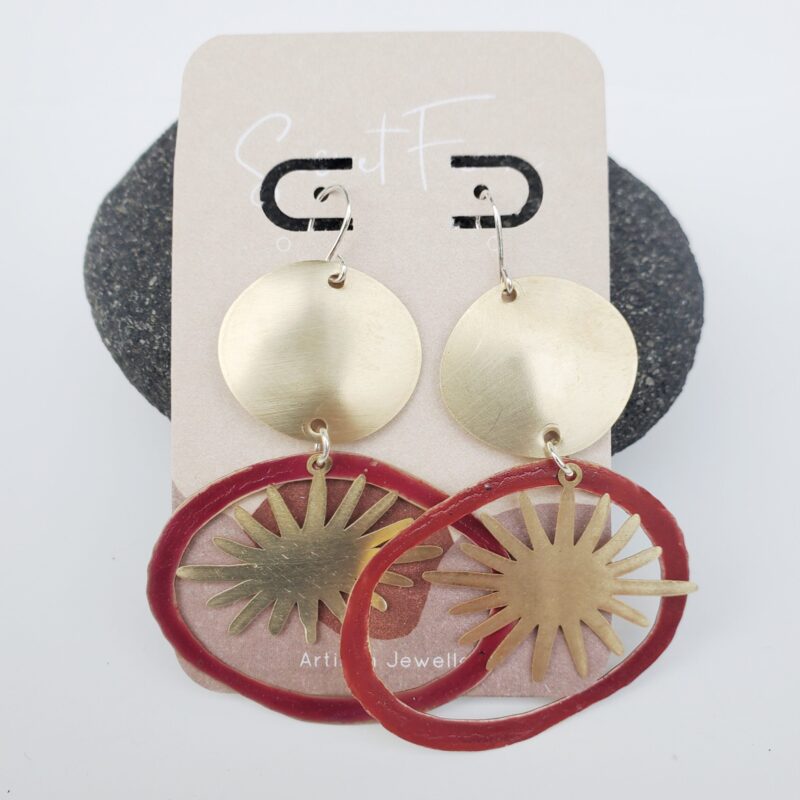 Boho sun Earrings - Red